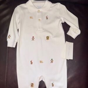 Ralph Lauren White Footies One Piece